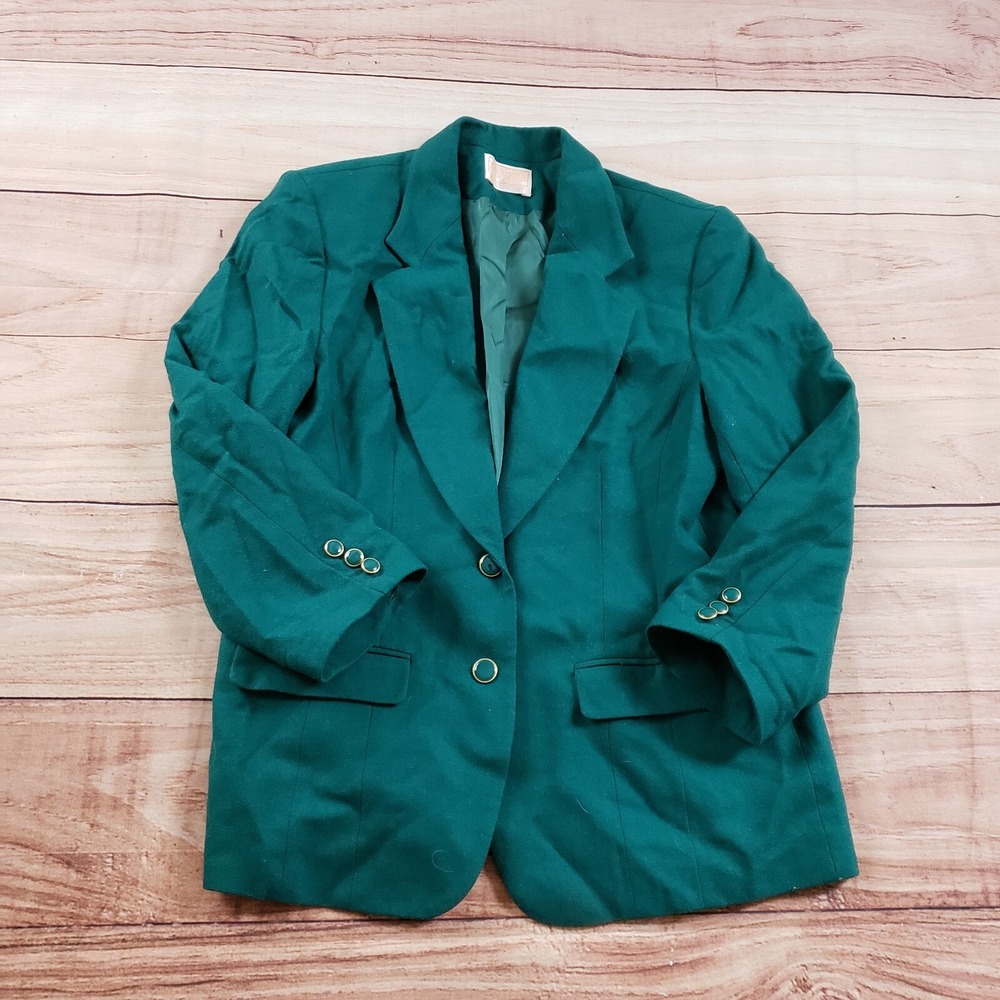 VINTAGE Pendleton‎ Jacket Womens 12 Green Wool Blazer Business Coat Ladies *